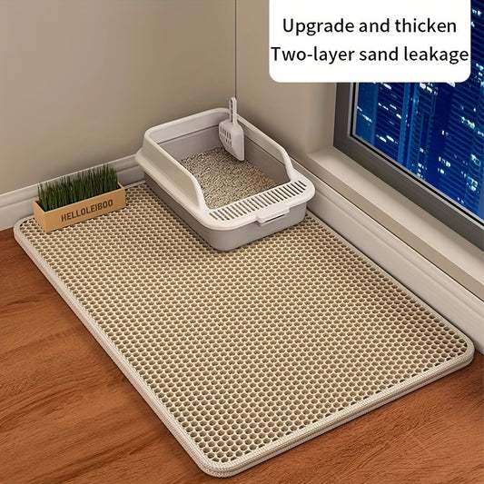 Luxe™Mat Shield – Premium Double-Layer Honeycomb Cat Litter Mat for Scatter Control, Waterproof Protection & Easy Cleaning